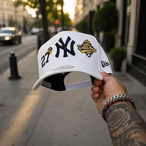 New Era White 9FORTY Snapback Cap – Premium Adjustable Baseball Hat, Navy Embroidery Logo & World Series Patch Limited Edition 2026, Urban Streetwear Gorra Luxury, Unisex Fashion Cap for Men & Women, TikTok Trend Style Essential