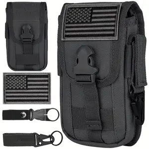 Tactical Smartphone Pouch with Keyring and Water Bottle Clip, Waterproof Oxford Fabric Bag for 4.7-6.7 Inch Phones, Ideal for Outdoor Sports and Camping, Great Birthday and Christmas Gift