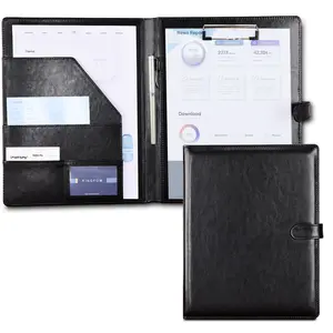 KINGFOM Professional Business Padfolio Clipboard Folder with Cover for Men Women Black
