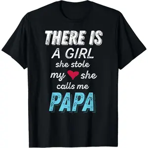 100% Cotton Papa Shirts from Granddaughter, She Stole My Heart T-Shirt