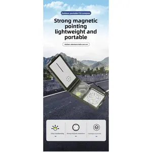 Multifunctional Compass Outdoor Compass Flint Thermometer Hygrometer with LED Light