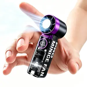 2026 mini handheld turbo fan Mini rpm High-Speed Portable Ice Cooling Handheld Fan Digital Display Turbine Semiconductor Mute Transparent Mecha Style