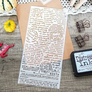 Vintage English Sentence Template, Reusable Large Size 9.84x4.72 Inches, DIY Scrapbook Diary Decoration, Greeting Card Making Material, Scrapbook Materials
