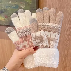 Women’s Winter Fingerless Gloves – Cute Cartoon Animal Design, Thick Fleece-Lined, Warm Touch Screen Gloves for Cycling, Daily Wear, and Outdoor Activities