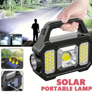 Multifunctional Work Light Super Bright Solar Outdoor, Long Distance High-Power LED Flashlight, C-Type Rechargeable Outdoor Camping Searchlight, COB Outdoor Emergency