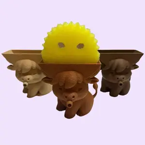 Highland Cow Scrub Daddy Holder with Drain | Farmhouse Kitchen Sponge Holder | Cute Sink Organizer | 3D Printed
