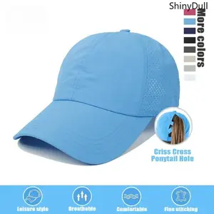 ShinyDull Women’s Ponytail Baseball Cap – Breathable Quick-Dry Summer Hat with High Bun Opening, Adjustable Velcro, Cross-Back Design, Sun Protection, One Size Fits Most
