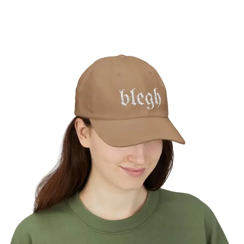 Blegh Metal Dad Hat | Alt Girl Aesthetic | Metalcore Music Merch | Black Embroidered Knit Hat | Goth Hardcore Aesthetic