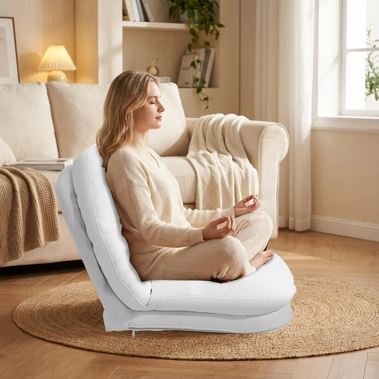 Sweetcrispy Comfy Saucer Chair,Foldable Padded Chairs for Bedroom, Dorm & Gaming, Foldable Fashion Floor Chair with Back Support for Small Spaces