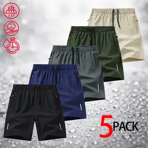 Men's Quick Dry Athletic Shorts Pack Ice Silk Breathable Running Training Gym Workout Gear High Performance Stretchy Waist Trunks Lightweight Outdoor Sports Casual Summer Essentials Moisture Wicking Exercise Apparel Zipper Pockets Sportswear Multipack