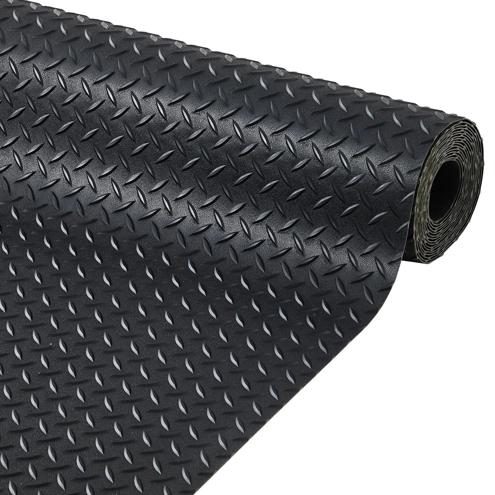 Gaomon 7.5x16 ft Garage Floor Mat - 2.8mm Thick Diamond Plate PVC Rubber Roll Form Protector, Non-Slip Flooring for Garage, Warehouse, Trailer