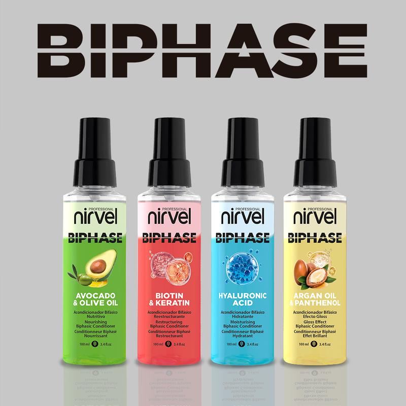 Nirvel Biphase Leave-In Repairing Biphasic Conditioner - Avocado & Olive Oil, Biotin & Keratin, Hyaluronic Acid, Argan Oil & Panthenol Options