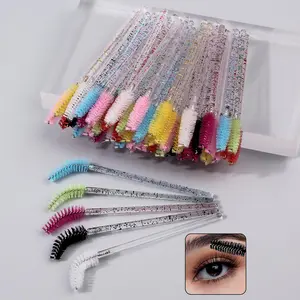Multi-color Crystal Handle Eyelash Brush Set, Compact Eyelash Separator Tool Spiral Head Brow Brush, Flexible Design, Portable Travel Makeup Tool for Beginners, Eyelash Tools