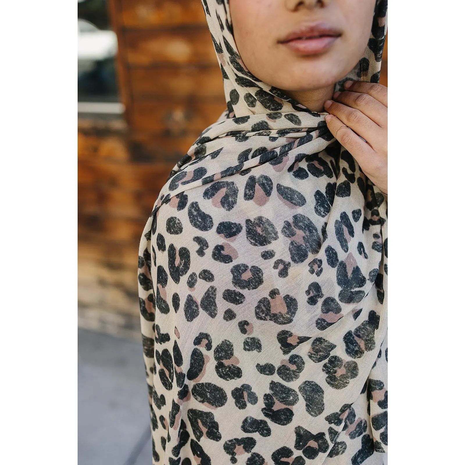 Bamboo Woven Printed Hijab - Leopard Multi Color