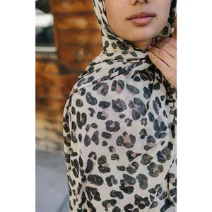 Bamboo Woven Printed Hijab - Leopard Multi Color
