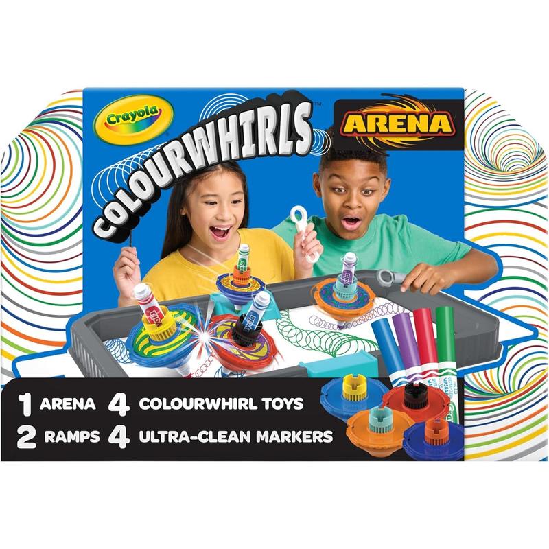 Colourwhirls Battle Arena Art Game, DIY Gyro Spin Art Toy, 4 Battling Spinning Top Toys, Birthday, Holiday for Kids, Ages 6+