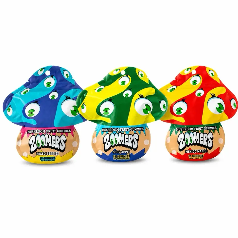 Zoomers Micro 3 VARIETY PACK Fruit Gummies, High Potency Plant-Based Mushroom Gummies, ALL 3 FLAVORS, Mexico Mango, Green Apple, Mixed Berries, Soft Chewy Gummies, 100% Organic Ingredients, High-Quality Formula, Freshness-Sealed Packaging, Made in USA