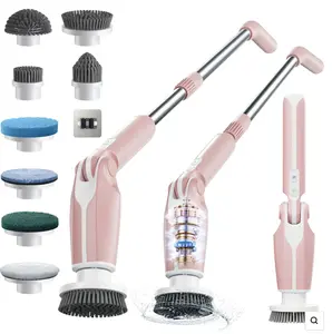 Electric Spin Scrubber Upgraded Electric Scrubber For Cleaning Spin Scrubber With Long Handle & 8 Replaceable Brush Heads For Bathroom Fl