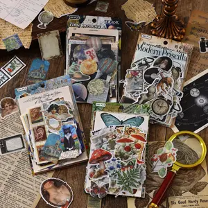 A material package 4 styles 800 paper cutting materials, retro literary style, DIY creative collage materials, handmade account small stickers