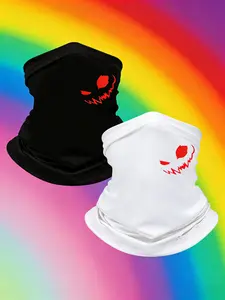 5pcs/2pcs/1pc Unisex Smiling Face Printing Neck Gaiter Face Cover Windproof Dustproof Breathable Face Mask Scarf for Men Women Outdoor Sports Gift Hat Protective Mask