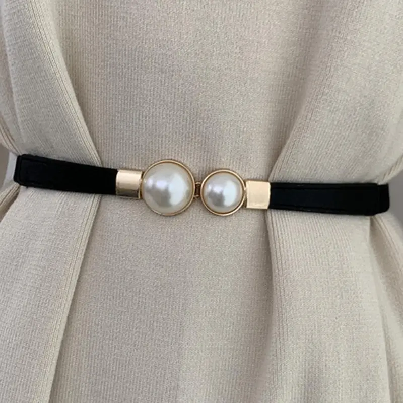 Faux Pearl Decorated Belt, Exquisite Belt, Elegant Belt, Dress Belts for Dresses and Skirting Outfits, Elegant Fashion Versatile Accessories for Daily & Party Wear