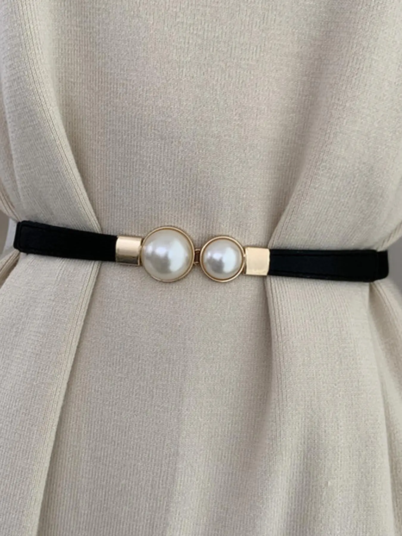 Faux Pearl Decorated Belt, Elegant Waistband for Dresses Skirting Outfits, Elegant All-match Fashion Accessories for Daily & Party Decoration
