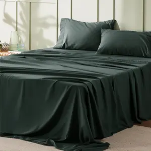 Queen Sheet - 4 Queen Size -  Cooling - - Easy Care Polyester Microfiber for Women, Men, Forest Green