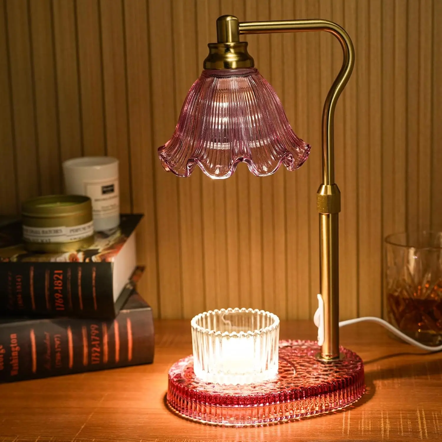 Candle Warmer Lamp with Adjustable Height - Flameless 4-Level Dimmable Wax Warmer, Timer Function & Stylish Design in Multiple Colors(Purple)