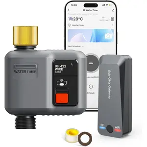 WiFi Water Timer for Garden Hose, WiFi Sprinkler Controller with 984ft RF Range,  Wall Penetration, Alexa &  Voice/App Control WiFi Hose Timer with Rain Delay, Manual Mode