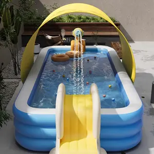 300cm/118.11in Large Inflatable Swimming Pool, Suitable for 1-7 People, Durable PVC Material, Very Suitable for Family Swimming Pool Parties, Yard Swimming Pool, with Drainage Hole at the Bottom