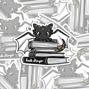 Cute Book Dragon Sticker, Bookish Sticker, Bookworm Sticker, Bookish Gift, Literary Gift, Fantasy Reader, Gifts for Readers, Kindle Sticker Decor Decorative