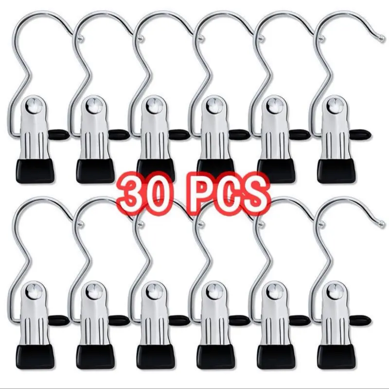 30 Counts Anti-Rust Clip Clothespins, Ultimate Lightweight Hanging Travel Hanger Organizer for Home & More, Space-Saving Magic Hat & Pants Storage Rack with Laundry Hooks