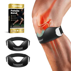 TAZSOOS Patellar Tendon Support Strap, 2 Pack Adjustable Non-Slip Silicone Patella Band Stabilizer Knee Brace for Active Knee Support, Basketball, Running, Tennis, Squats (Black)