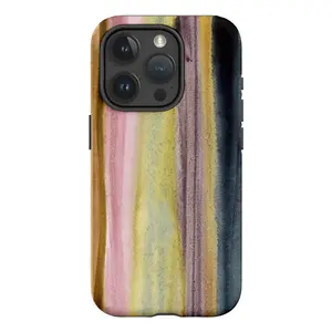 THE DAIRY Velvet Watercolor Stripe Rubber Phone Case with Magnetic Button Cover - Protective Cellphone Accessory for iPhone 17,16,15,14,13,12,11 Pro Max,Pro,Plus | Aesthetic Vintage 2026 Trendy Gift for Teen Girls