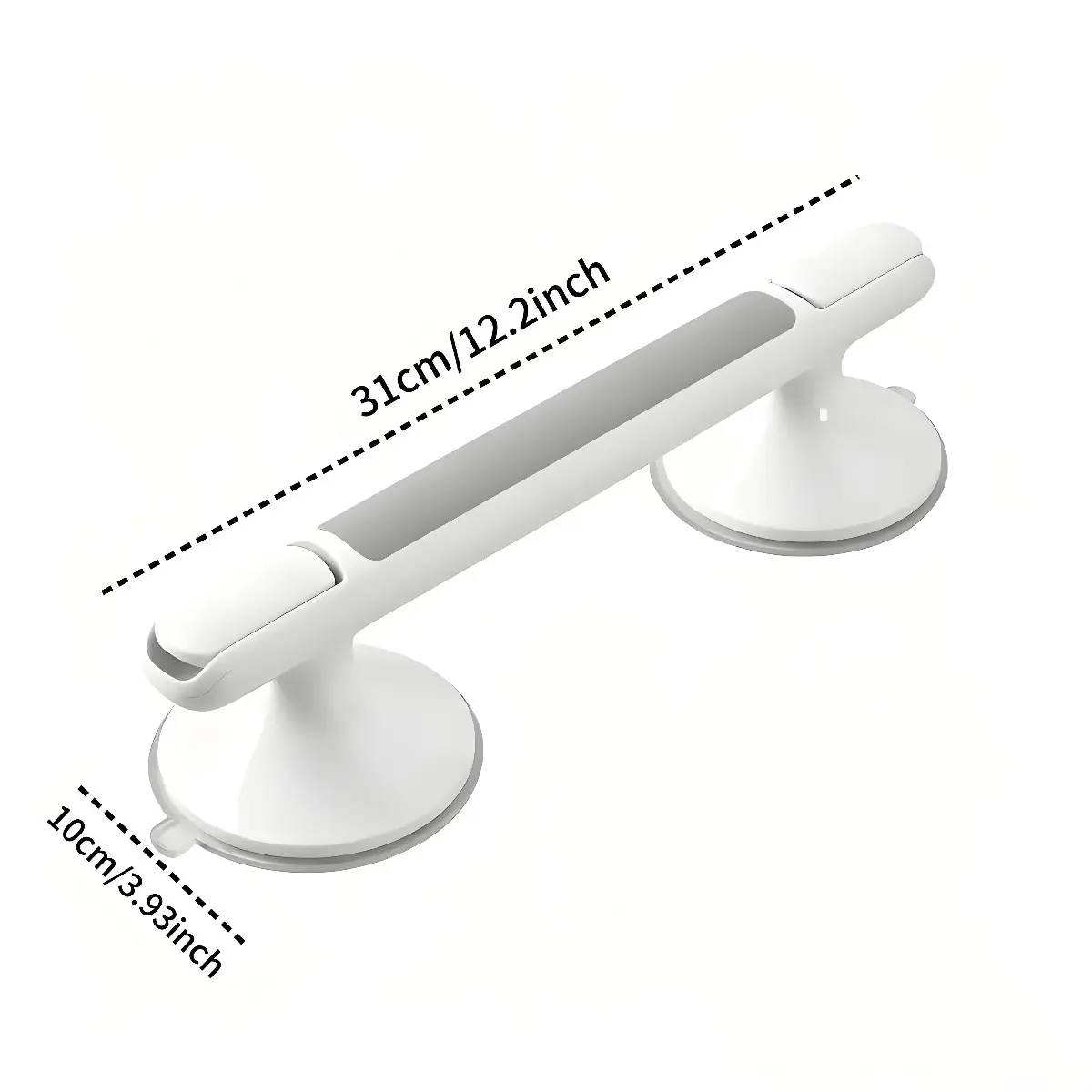 Plastic Shower Grab Bars, Suction Cup Bathroom Safety Rail with Non-Slip Handle, No-Drill Support for Seniors