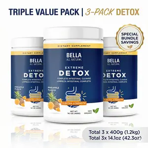 Bella All Natural Extreme Detox Pineapple Flavor 400grams Complete Intestinal Cleanse Extra Strength Dietary Supplement