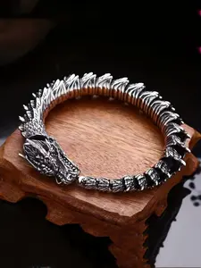 Men's Punk Style Dragon Design Link Bangle, Vintage Retro Trendy Metal Bracelet, Fashionable Jewelry for Men for Party & Daily Clothing Decor, Exquisite Bracelet