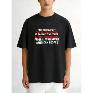 Black T Shirt With U S Constitution Quote For Casual Wear