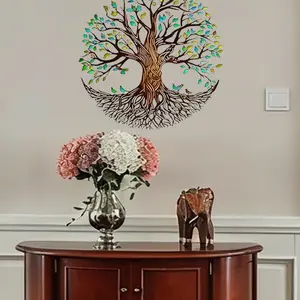 1pc Tree of Life Metal Wall Sculpture, Wall Hanging Ornament, for Indoor and Outdoor Use, Art Deco Style Iron Wall Hanging Decor with Cutout Design, Decorative Accent for Home, Seasonal Decoration, Wedding and Holiday Home Display