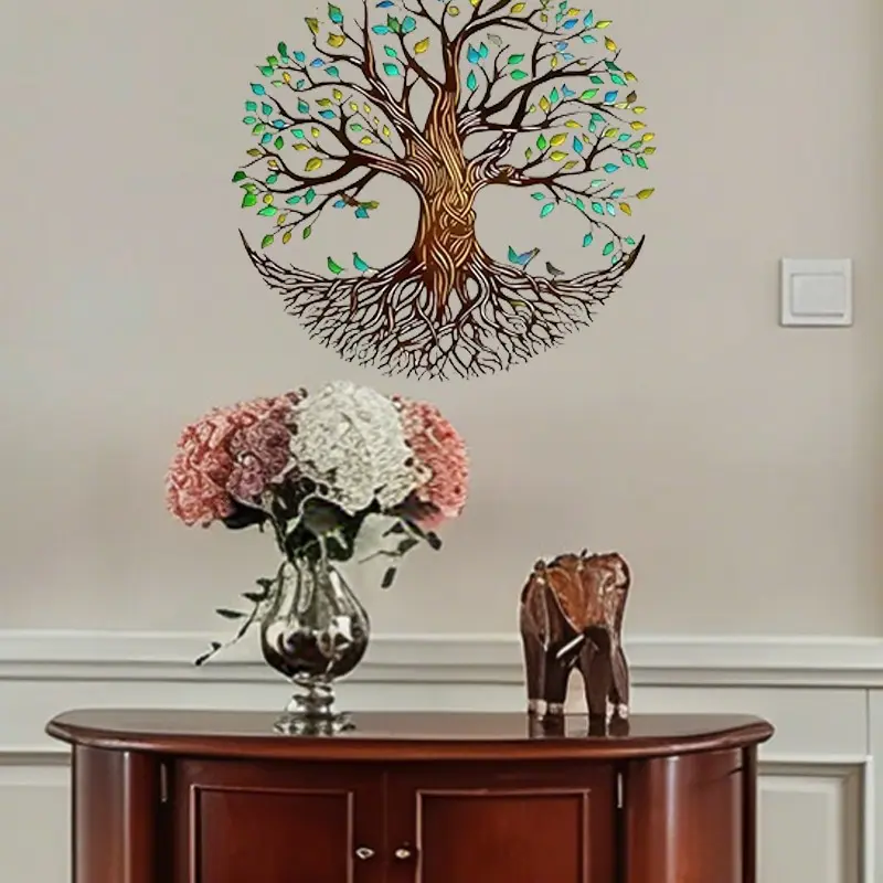 1pc Tree of Life Metal Wall Sculpture, Wall Hanging Ornament, for Indoor and Outdoor Use, Art Deco Style Iron Wall Hanging Decor with Cutout Design, Decorative Accent for Home, Seasonal Decoration, Wedding and Holiday Home Display