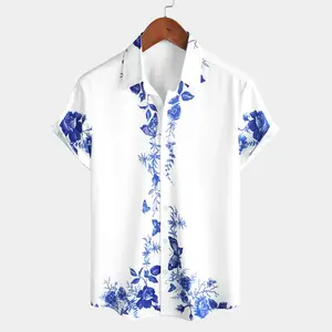 TIXMIE men's short-sleeve button-down Hawaiian shirt featuring a tropical floral print; perfect for summer vacations and beachwear, and an ideal Father's Day gift; available in various camouflage styles.