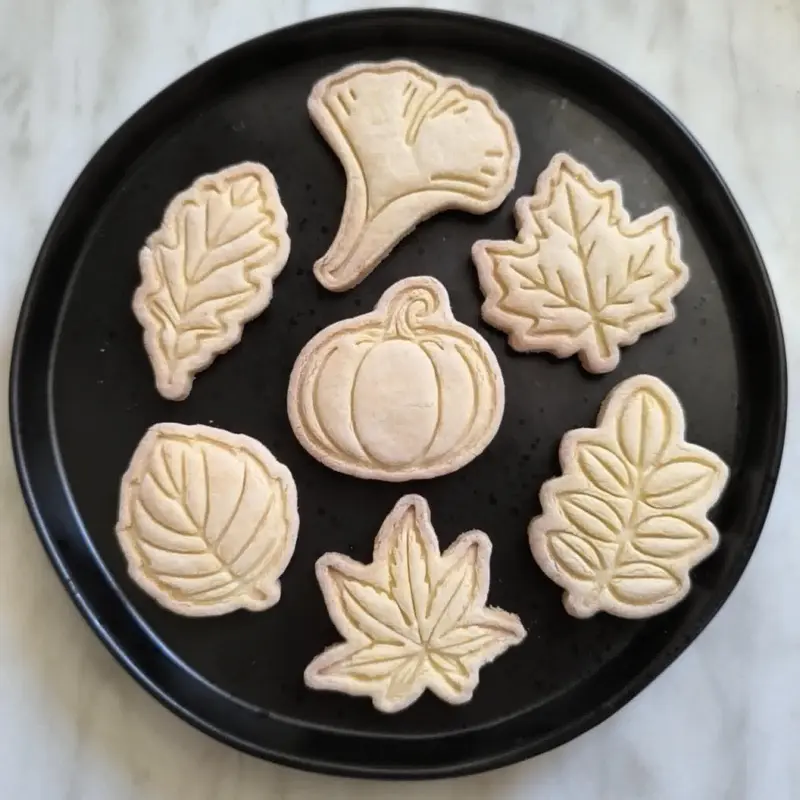 Fall Cookie Cutter Set | 3D Printed Pumpkin & Autumn Leaf Embossed Cookie Cutters | Baking Fondant & Cookie Stamp Set