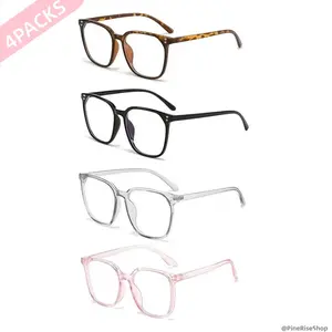 Women’s 4-Piece Fashion Glasses Set - Trendy Leopard Print, Multi-Color Frames, Round Face-Flattering, Windproof, No-Makeup Friendly Celebrity-Style Eyewear for Leisure, Outdoor Recreation