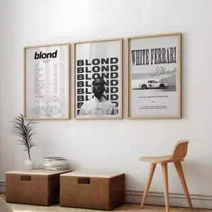3pcs Modern Frank Ocean Blond Album Ferrari Car Rap Trend Artistic Art Unframed Painting Canvas Print Poster, Living Room Home Decor Wall Art Unframed Art Prints