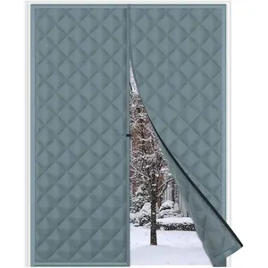 Thermal Insulated Door Curtain, Oxford Cloth Door Cover,Fits 46"x82" Doors, Fiberfill Doorway Curtains,Winter Insulated Doors Net Screen,Windproof Doorway Blanket