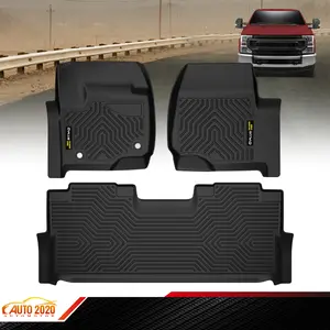 TPE Floor Mats Crew Cab Fit For 2017-2024 F250/F350/F450/F550 Super Duty Crew Cab(4 Full Size Doors), All Weather Waterproof Liners Unique Black Upgraded Version