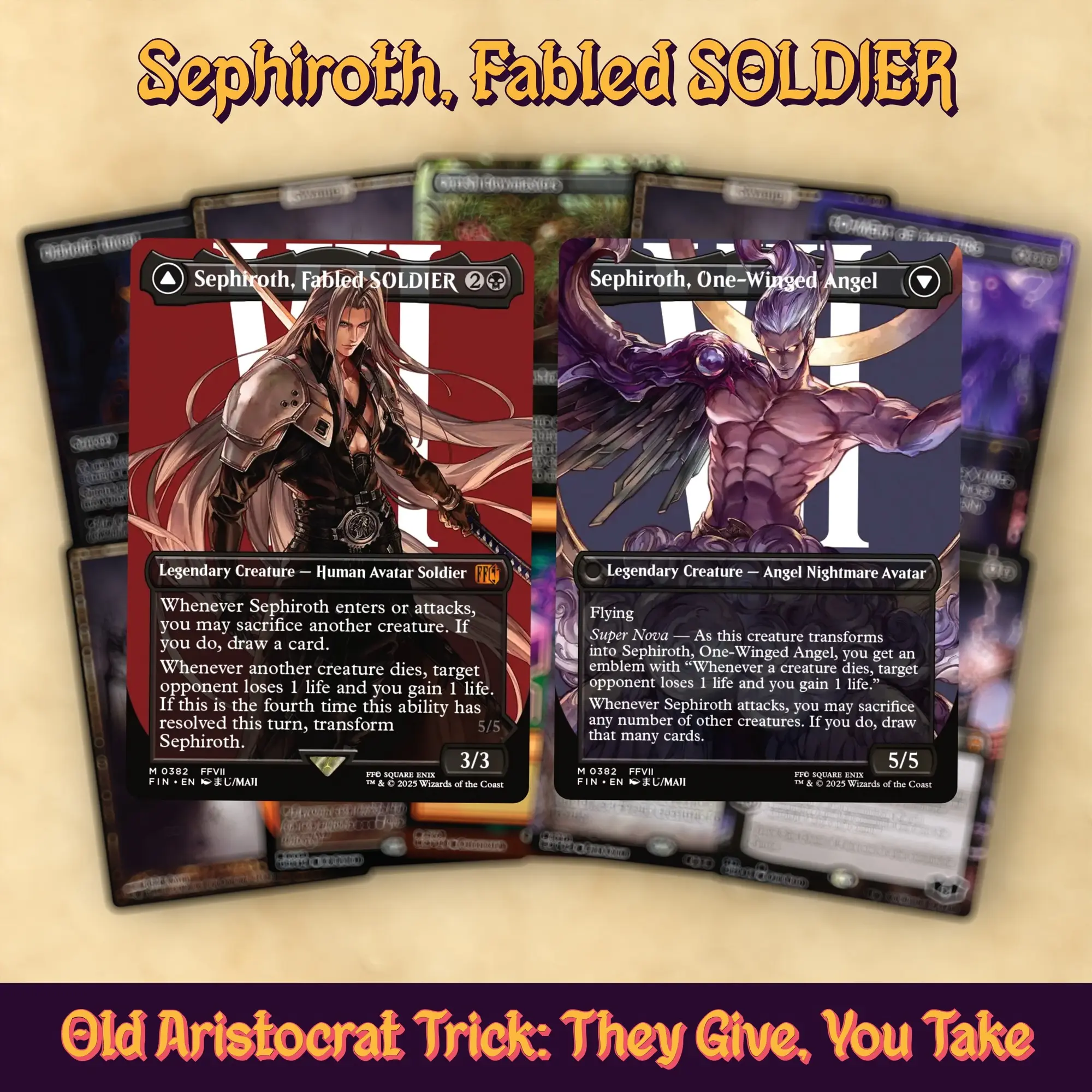 Sephiroth, Fabled SOLDIER One-Winged Angel Aristocrats Bracket 4 Commander Deck – 100 Card MTG Proxy Deck + 8 Bonus Cards | Mono-Black Magic the Gathering EDH