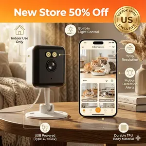 720P Indoor WiFi Smart Security Camera with Built-in Fill Light, Full Color Night Vision, Motion Detection Alerts, Durable TPU Compact Design, Adjustable Monitoring, USB Cable Charging Pet Baby Monitor Cam cameras for home webcam