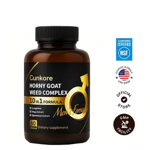 Cunkore NEW 10-in-1 Libido-Enhancing Goat Weed Complex Nitric Oxide Booster 60ct Natural Dietary Capsule Form Workout Supplement, Fitness Endurance Supplement, Health Bundle, Energy Boost, Supports Blood Circulation, Prostate & Cellular Health