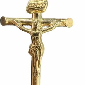 Gold Crucifix Cross with INRI Inscription for Religious Pendant and Devotion High-Quality Religious Jewelry